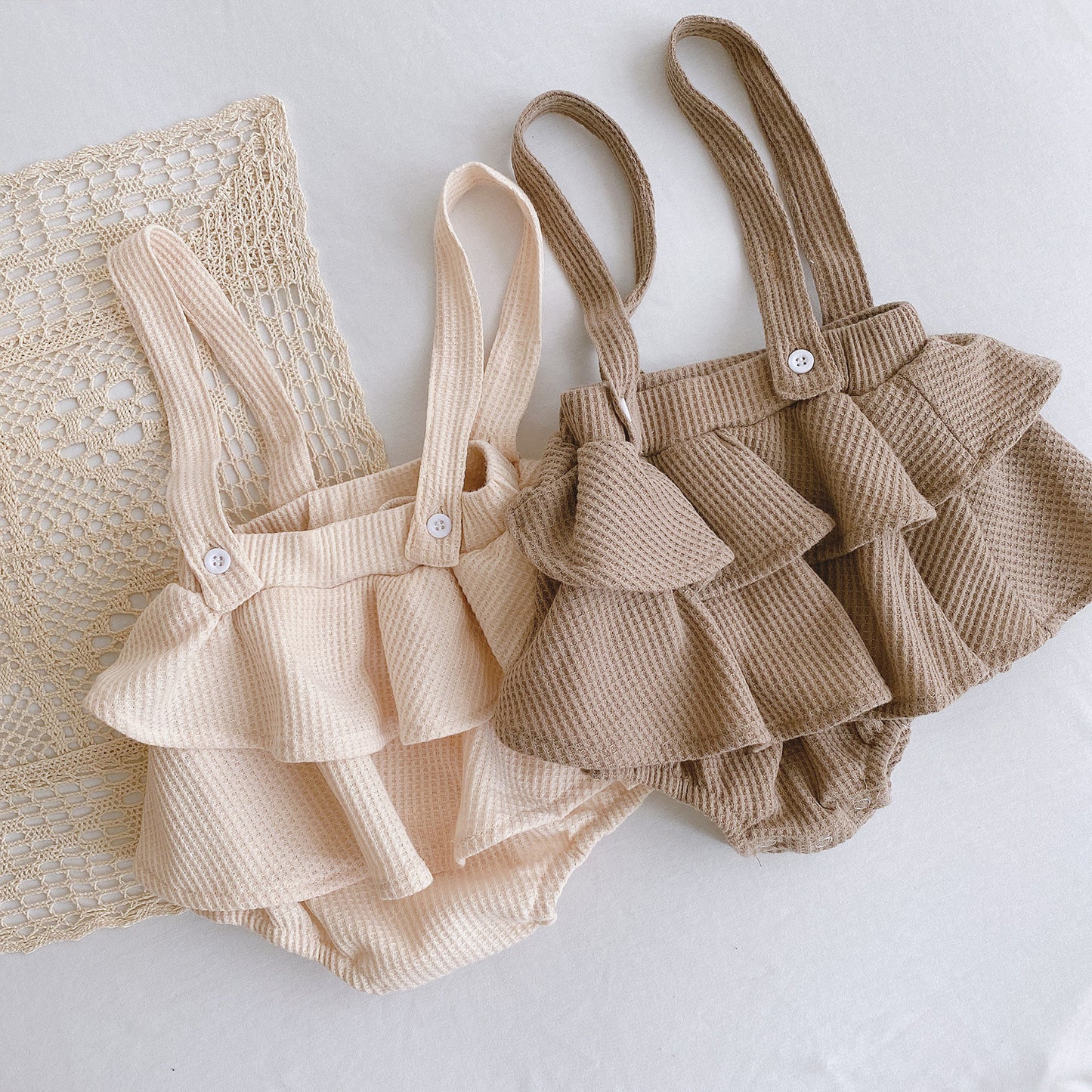 Baby Romper 0-2 Years Old Baby Clothes Baby Girl Foreign Style Pleated Lotus Leaf Sling Climber - KuzuSHOP