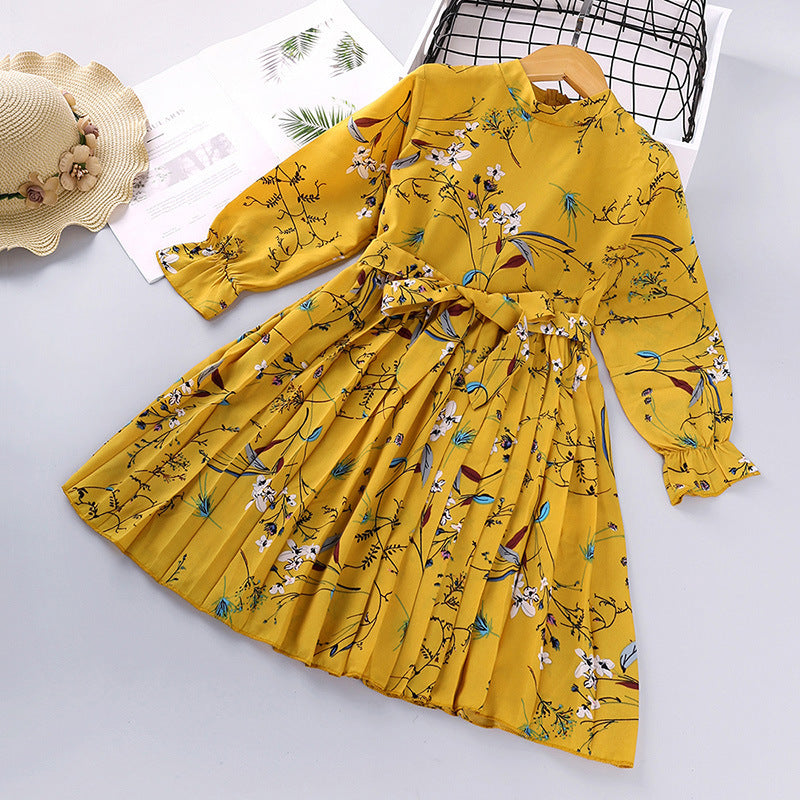 Explosive Kids Korean Printed Long Sleeve Children's Princess Dress - KuzuSHOP