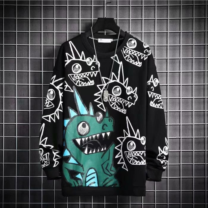 Dinosaur Male Oversize Pullover Sweater Coat Long Sleeves - KuzuSHOP