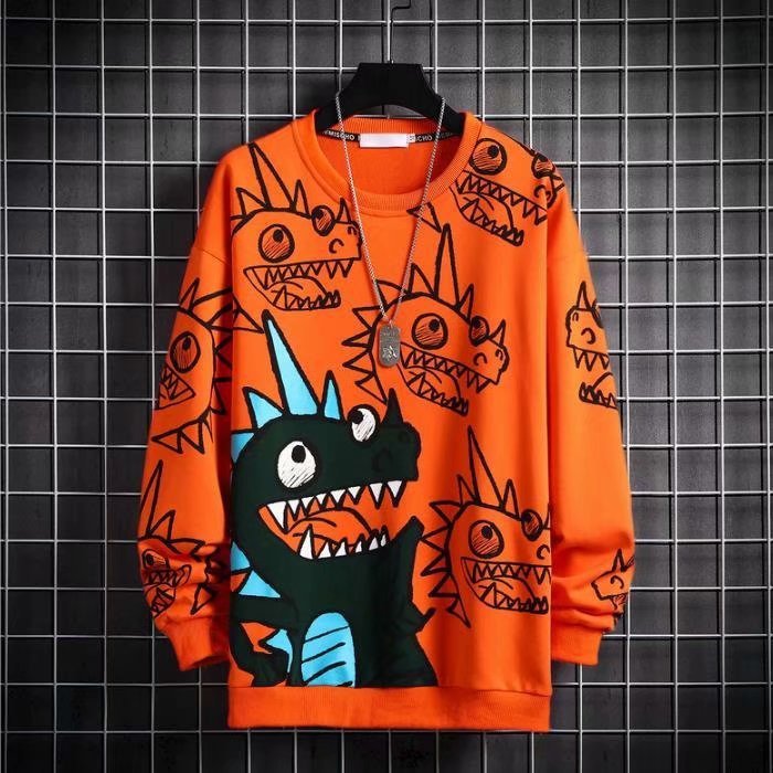 Dinosaur Male Oversize Pullover Sweater Coat Long Sleeves - KuzuSHOP