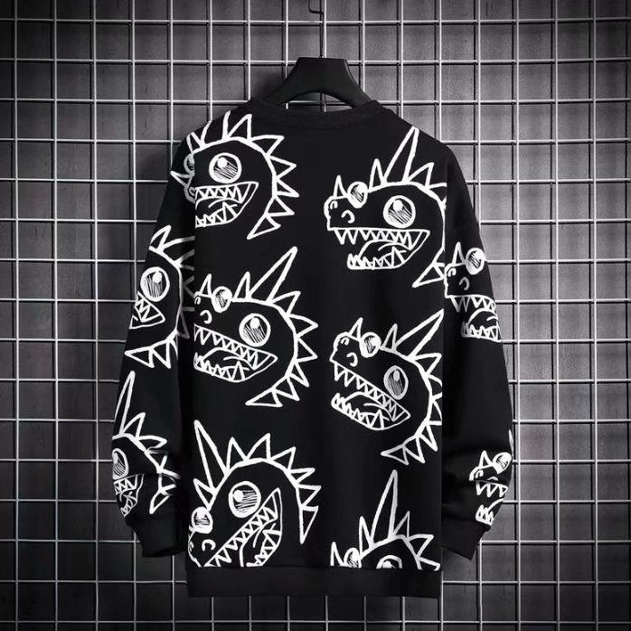 Dinosaur Male Oversize Pullover Sweater Coat Long Sleeves - KuzuSHOP