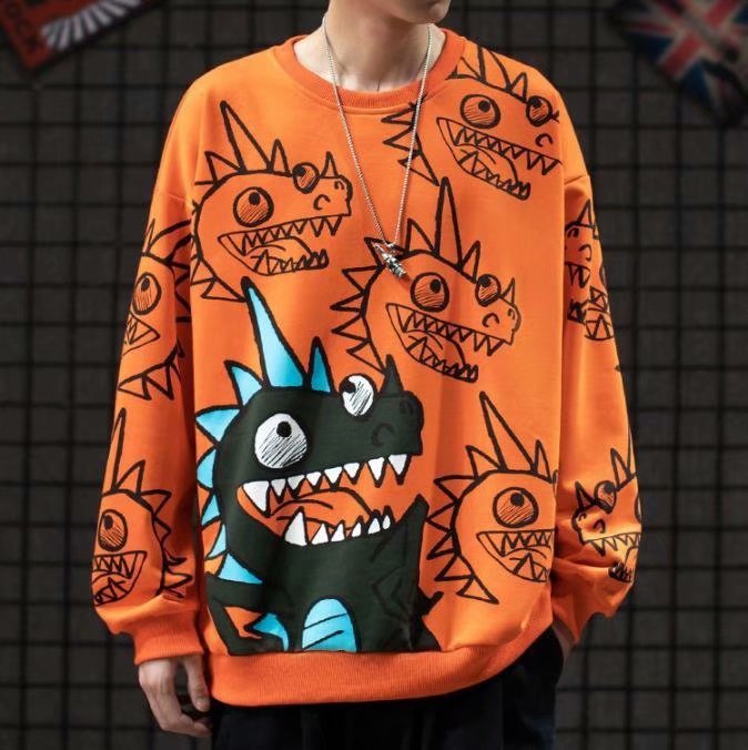 Dinosaur Male Oversize Pullover Sweater Coat Long Sleeves - KuzuSHOP