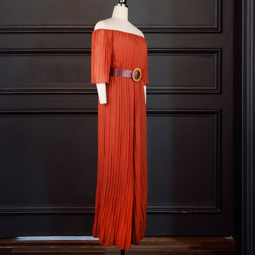 One-Shoulder Pleated Solid Color Loose Jumpsuit - KuzuSHOP