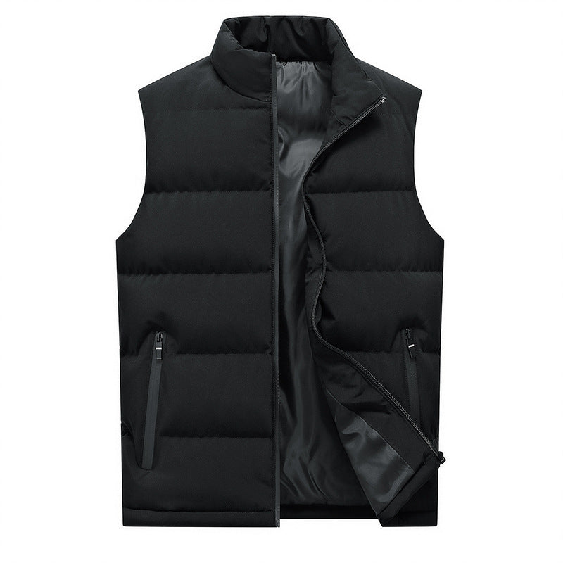 Men's Casual Vest Solid Color Stand Up Collar Vest Warm Jacket - KuzuSHOP