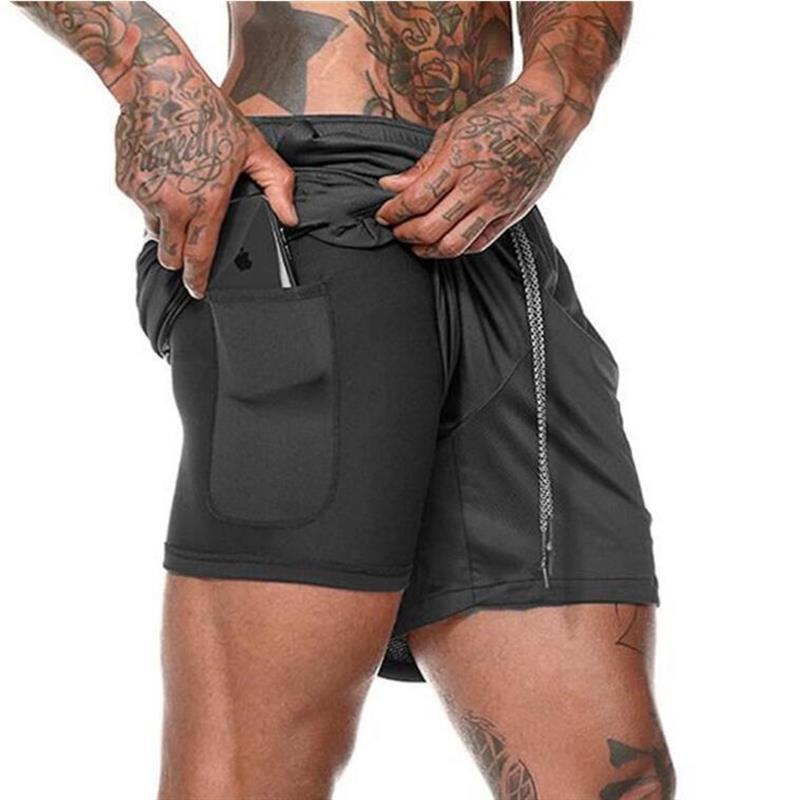 Running Shorts Men 2 In 1 Double-deck Quick Dry GYM Sport Shorts Fitness Jogging Workout Shorts Men Sports Short Pants - KuzuSHOP