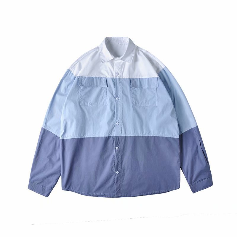 Patchwork Loose Casual Handsome Tooling Shirt - KuzuSHOP