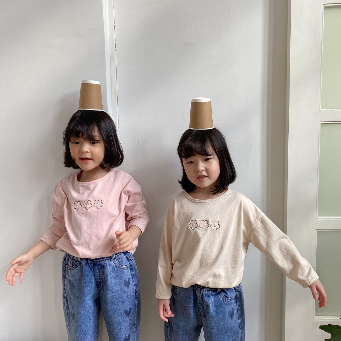 Base Embroidered Long-sleeved T-shirt Spring New Shirt Floret Korean Girl Children - KuzuSHOP