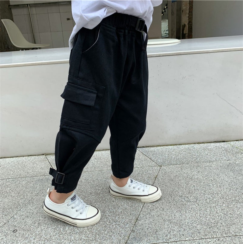 Xiaojiejia Boys Workwear Pants Autumn New Children's Casual Pants Trousers Medium And Small Kids - KuzuSHOP