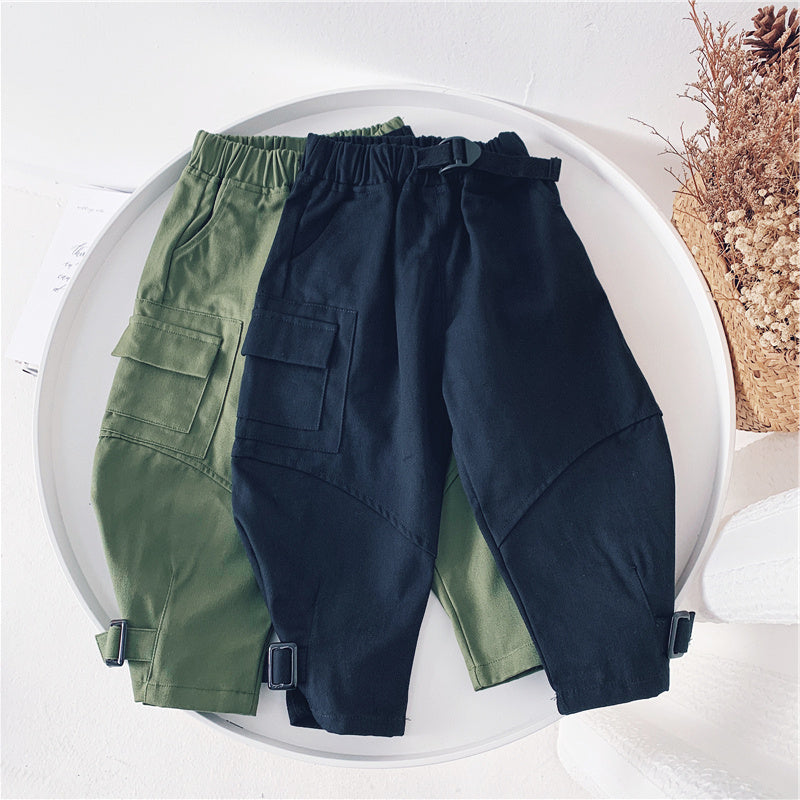 Xiaojiejia Boys Workwear Pants Autumn New Children's Casual Pants Trousers Medium And Small Kids - KuzuSHOP