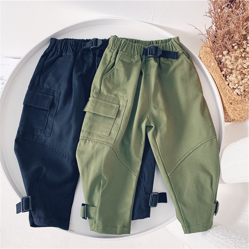 Xiaojiejia Boys Workwear Pants Autumn New Children's Casual Pants Trousers Medium And Small Kids - KuzuSHOP
