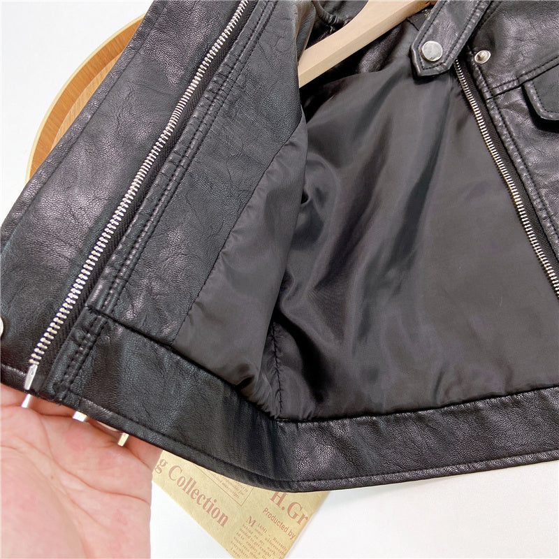 Girls And Boys Handsome Leisure Motorcycle Leather Jackets - KuzuSHOP