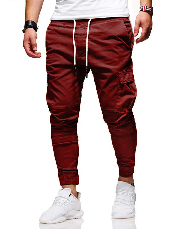 Tethered Elastic Sports Baggy Pants Long Casual Pants Jogging Pants - KuzuSHOP