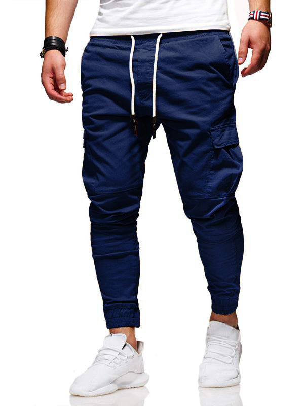 Tethered Elastic Sports Baggy Pants Long Casual Pants Jogging Pants - KuzuSHOP