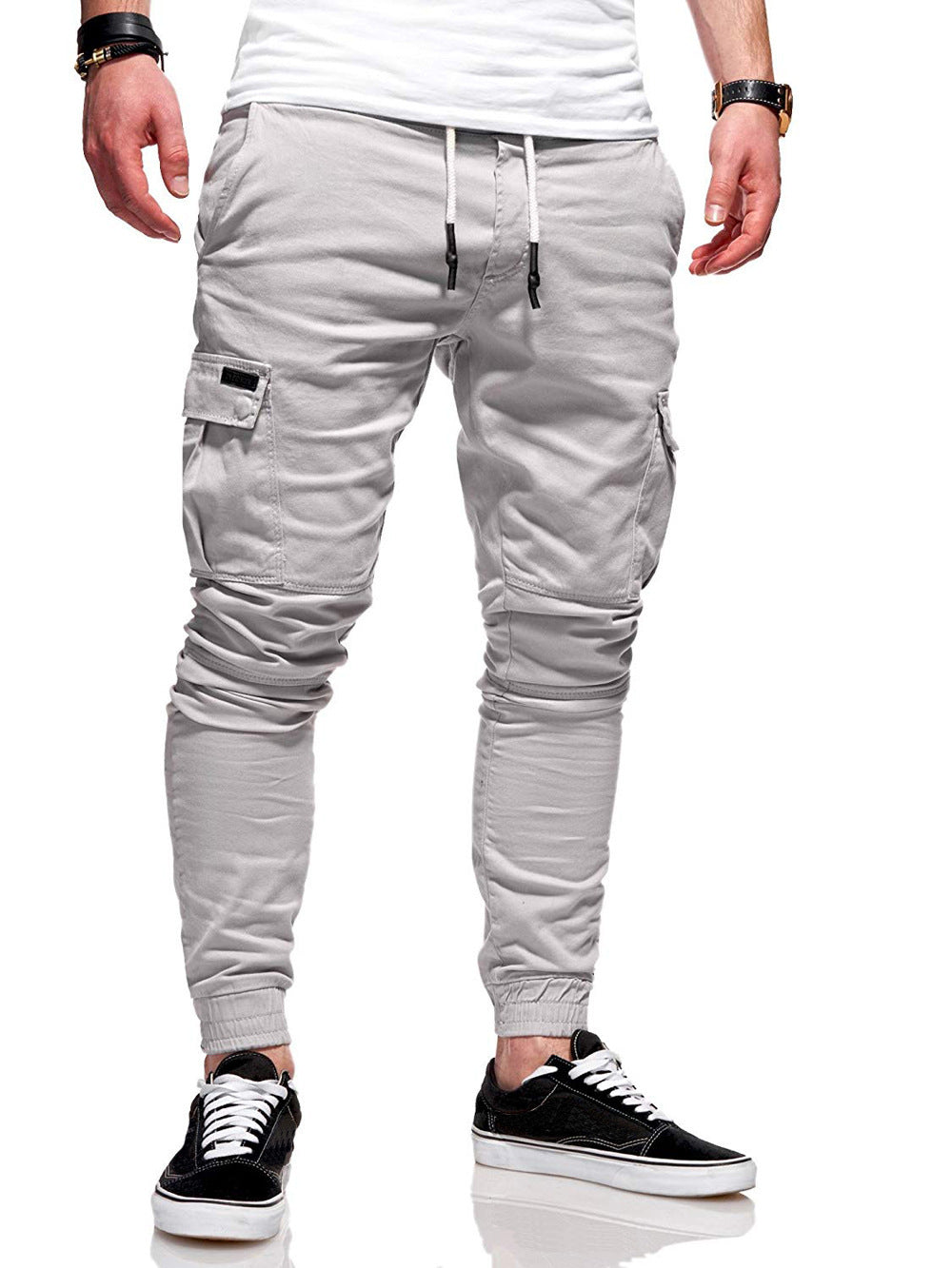 Tethered Elastic Sports Baggy Pants Long Casual Pants Jogging Pants - KuzuSHOP