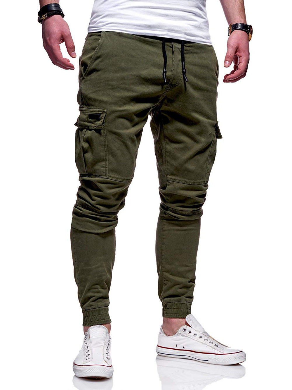 Tethered Elastic Sports Baggy Pants Long Casual Pants Jogging Pants - KuzuSHOP