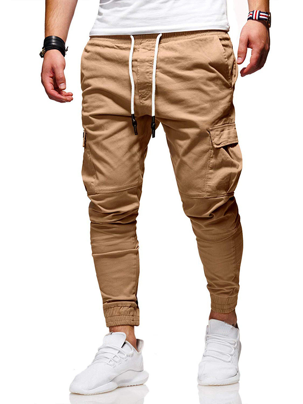 Tethered Elastic Sports Baggy Pants Long Casual Pants Jogging Pants - KuzuSHOP