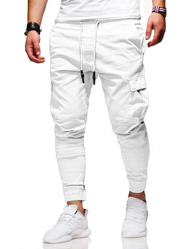 Tethered Elastic Sports Baggy Pants Long Casual Pants Jogging Pants - KuzuSHOP