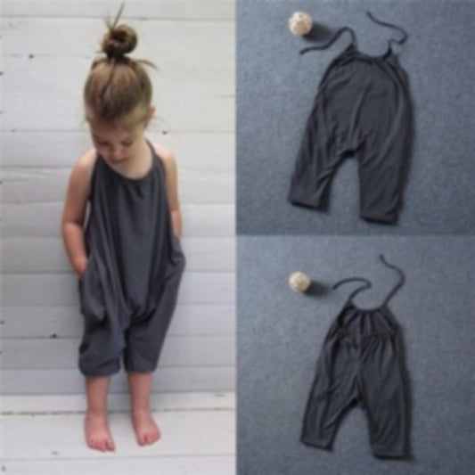 Girls Jumpsuits Summer Baby Girl Solid Overalls Soft Girls Fashion Leotard Outfit Clothes - KuzuSHOP