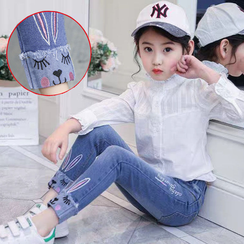 Spring And Autumn Girls Jeans Pants Girls Loose Jeans Pants - KuzuSHOP