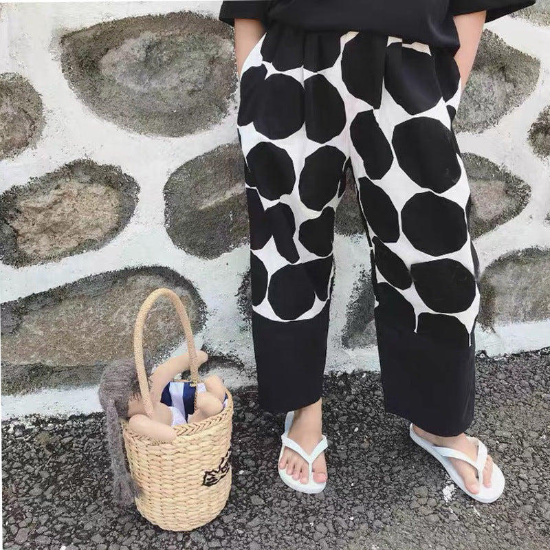 Children'S Wide Cotton Solid Color Round Neck T-Shirt Set - KuzuSHOP