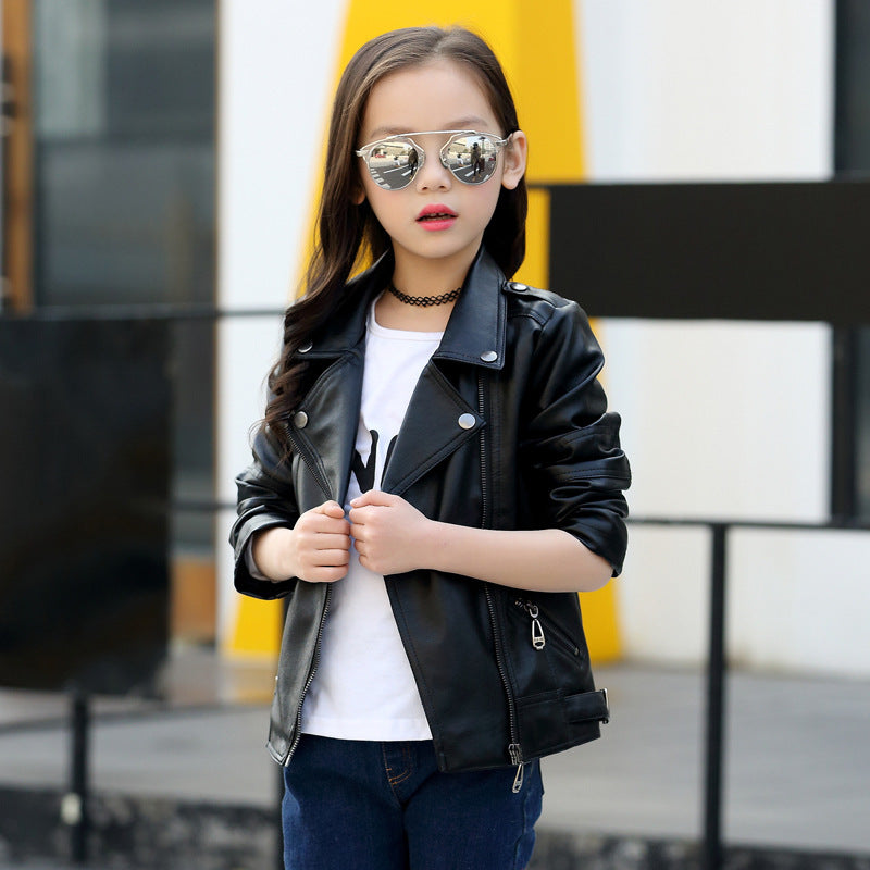 Girls And Boys Korean Children's Leather Jackets - KuzuSHOP