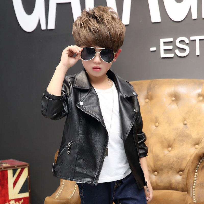 Girls And Boys Korean Children's Leather Jackets - KuzuSHOP