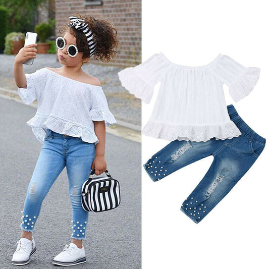 Shirt Shorts Girls Girl Kids Clothes For Baby Set Children - KuzuSHOP