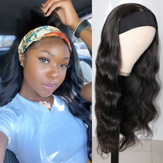 Long Curly Hair Black Mid-section Big Wave Synthetic Headgear - KuzuSHOP