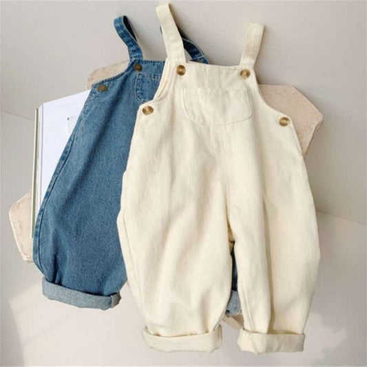 Denim Overalls Trousers Summer Children Middle And Small Children Korean - KuzuSHOP