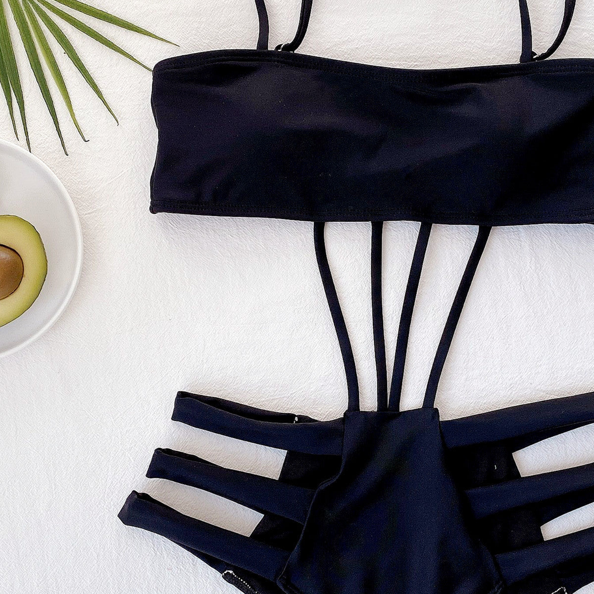 One-piece Swimsuit Ladies European And American Strappy One-piece Bikini Sexy Hollow Swimsuit - KuzuSHOP