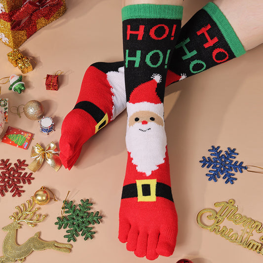 Cute Christmas Five-finger Socks Winter Elastic Sweat-absorbent Split-toe Socks For Women - KuzuSHOP