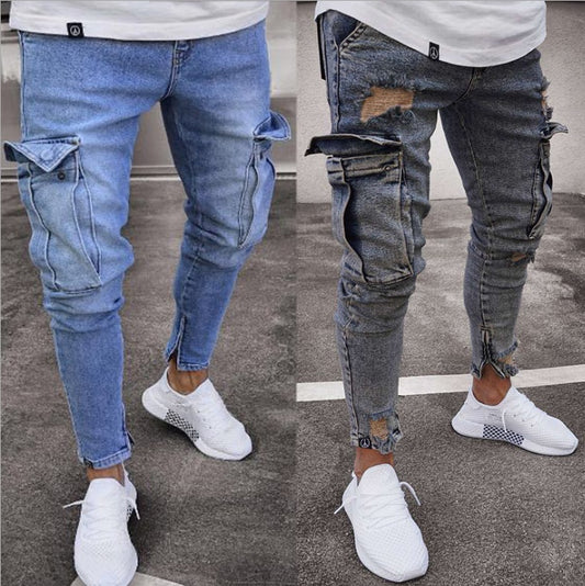 Cargo Hole Denim Jeans Men - KuzuSHOP