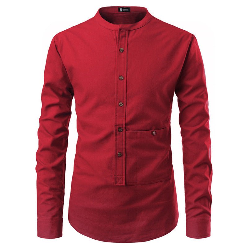 Men Shirts Korean Men Slim Long Sleeve Dress Shirt - KuzuSHOP