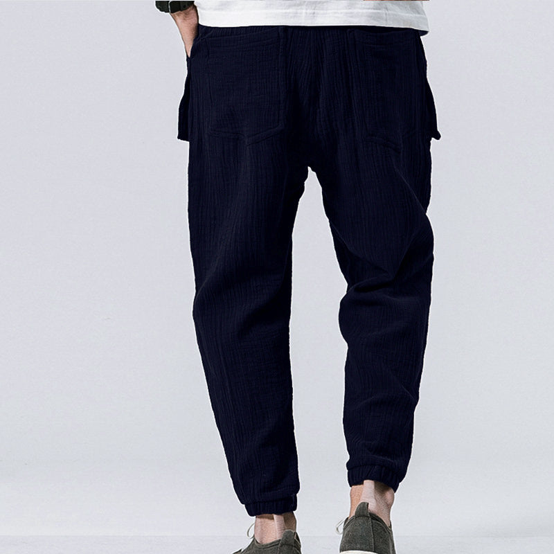 Casual double-layer wrinkled color beam leg pants - KuzuSHOP