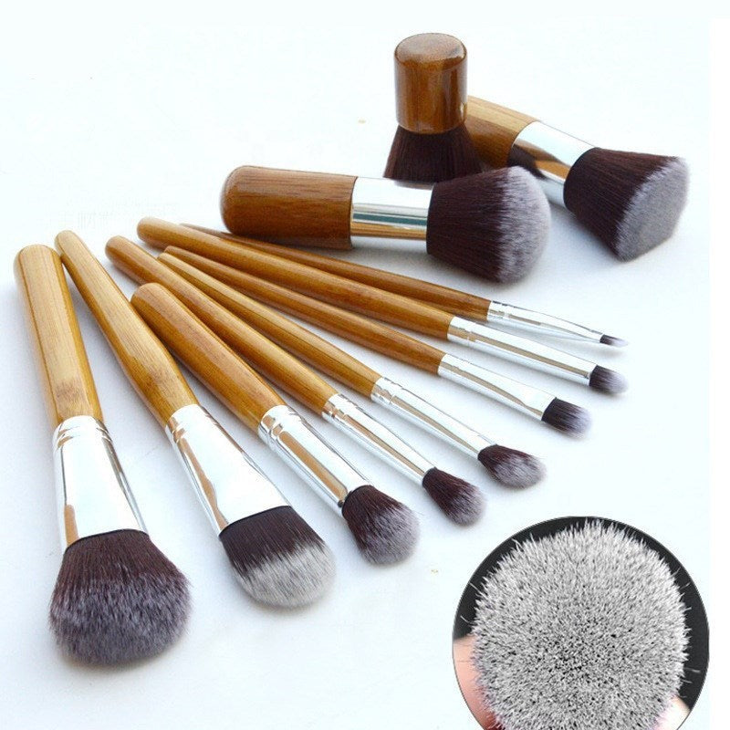 Bamboo Handle Makeup Brush Bamboo Pole Makeup Brushes Suit Bamboo Pole With Sack Top Quality - KuzuSHOP