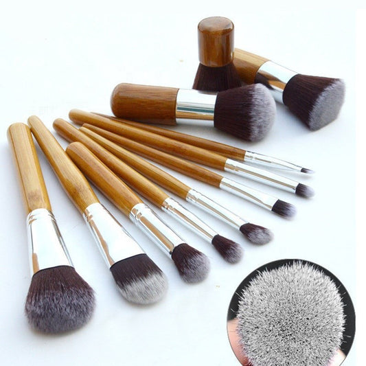 Bamboo Handle Makeup Brush Bamboo Pole Makeup Brushes Suit Bamboo Pole With Sack Top Quality - KuzuSHOP