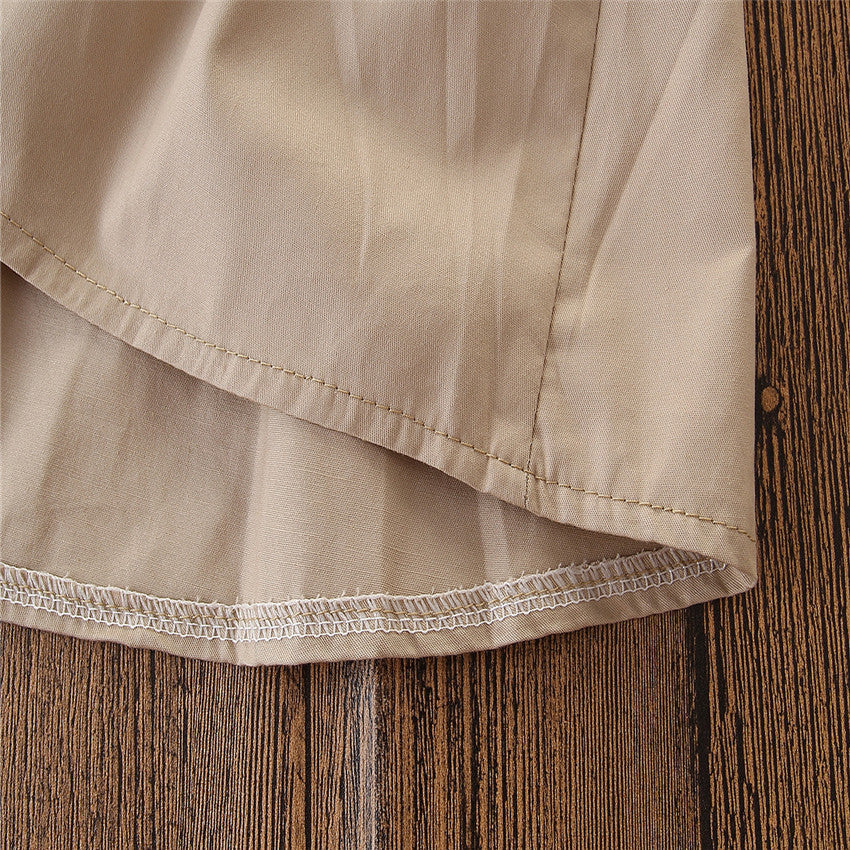 Kids Summer Clothing Beige Korean Style Children Shirt Girls' Dress Medium And Large Children's Dress Children Shirt - KuzuSHOP