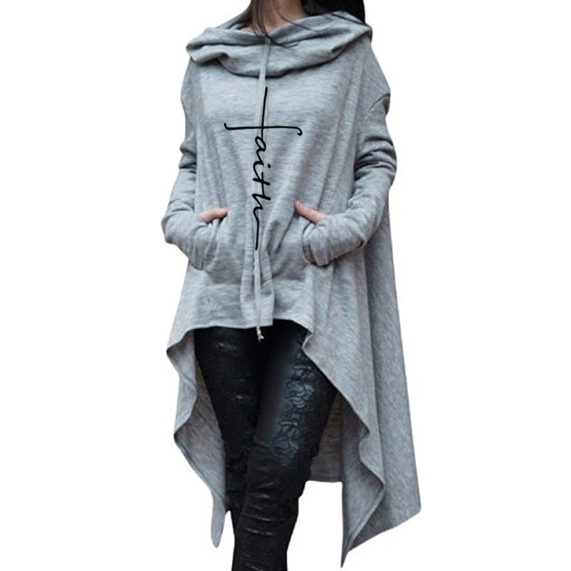Long embroidered cloak hooded sweater - KuzuSHOP