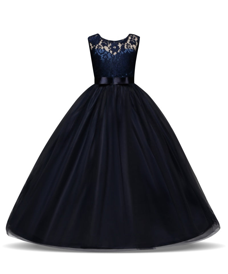 Children's trailing party dress lace skirt - KuzuSHOP