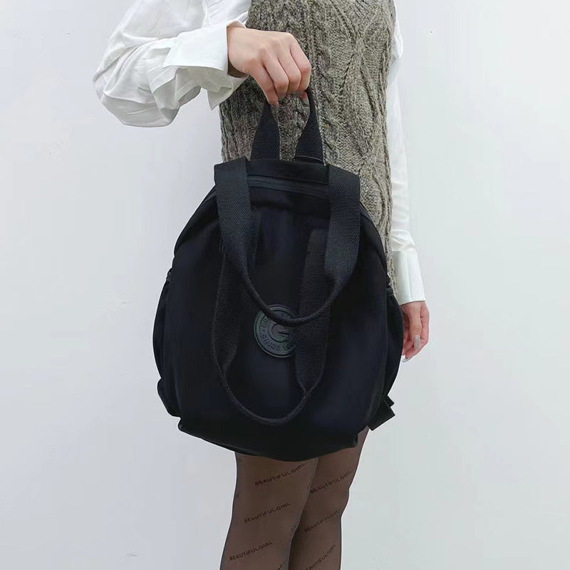 Black Round Bags Women Fashion Large Capacity Multifunctional Backpack Shoulder Bag Handbag - KuzuSHOP