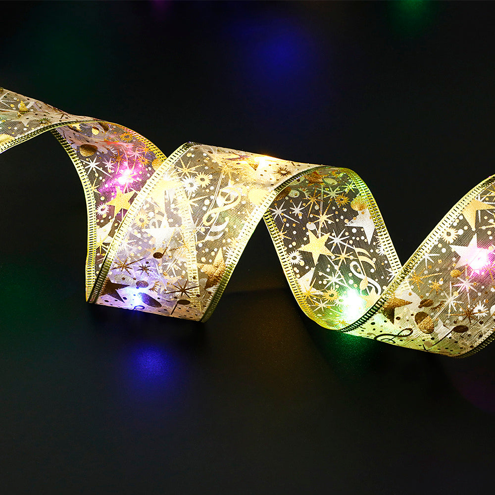 Fairy Lights String Christmas Ribbon Bow Tie - KuzuSHOP