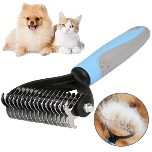 Grooming Brush For Pet Dog Cat Deshedding Tool Rake Comb Fur Remover Reduce 2-Side Dematting Tool For Dogs Cats Pets Grooming Brush Double Sided Shedding And Dematting Undercoat Rake Hair Removal Comb - KuzuSHOP