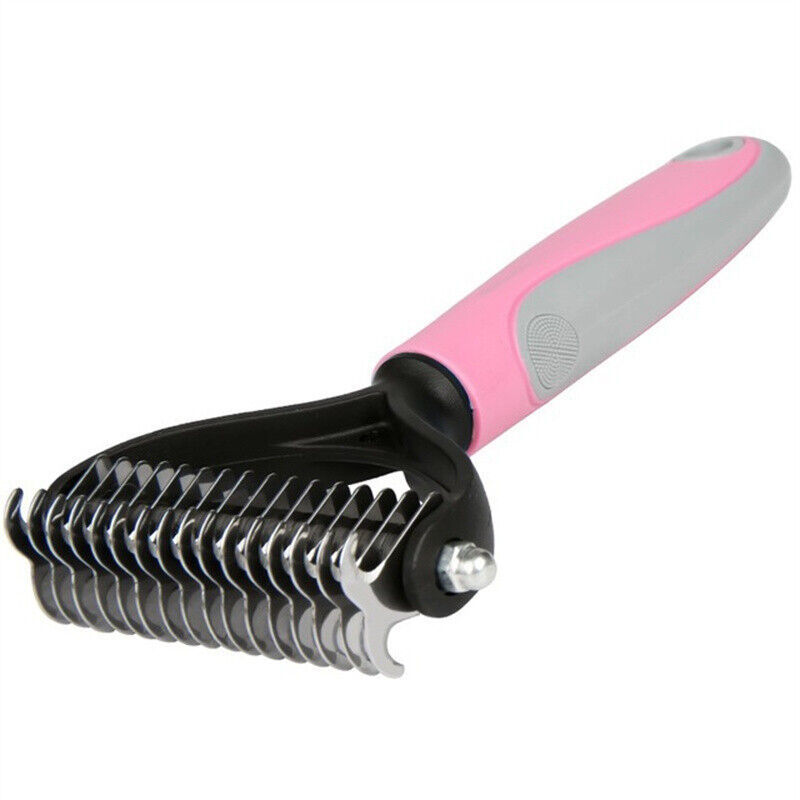 Grooming Brush For Pet Dog Cat Deshedding Tool Rake Comb Fur Remover Reduce 2-Side Dematting Tool For Dogs Cats Pets Grooming Brush Double Sided Shedding And Dematting Undercoat Rake Hair Removal Comb - KuzuSHOP