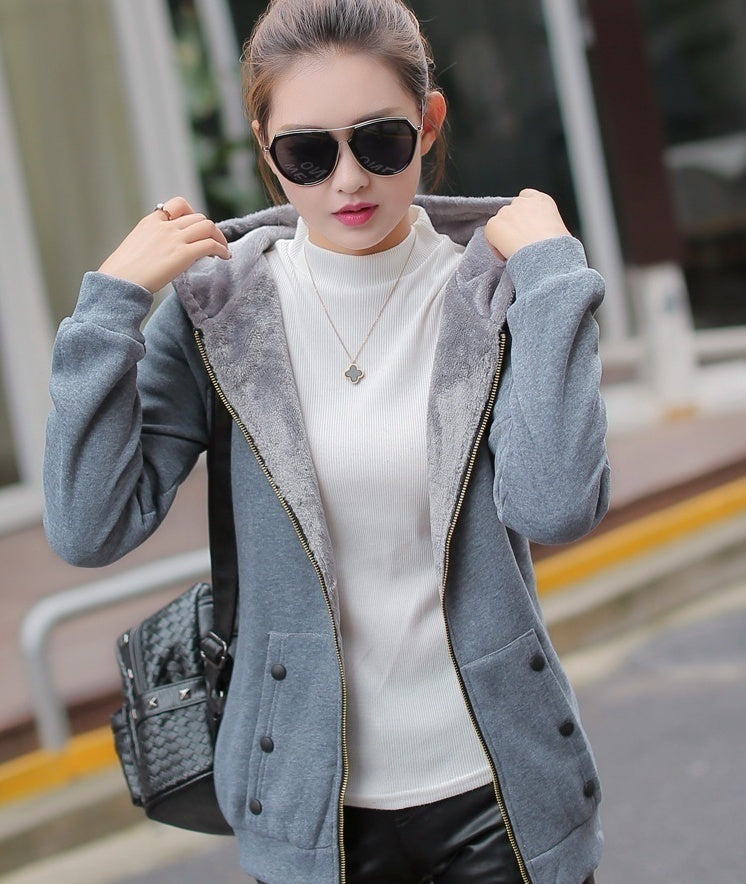 New Korean version of autumn and winter casual hooded long section large size thick sweater