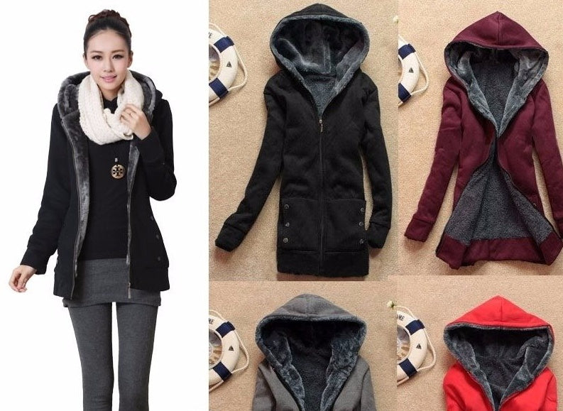 New Korean version of autumn and winter casual hooded long section large size thick sweater - KuzuSHOP