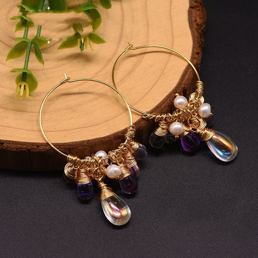 Pearl Czech crystal earrings - KuzuSHOP