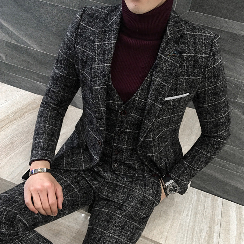 Thick Slim Fit Plaid Suits - KuzuSHOP