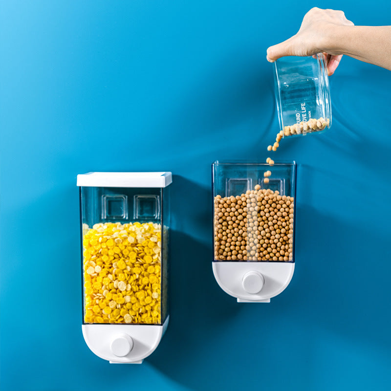 Kitchen Food Storage Easy Press Container Cereal Dispenser Wall Mounted Food Storage Box - KuzuSHOP