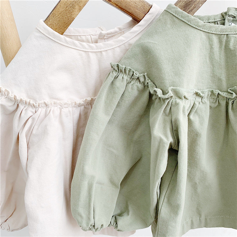 Girls' Korean Long Sleeve Doll Shirt - KuzuSHOP