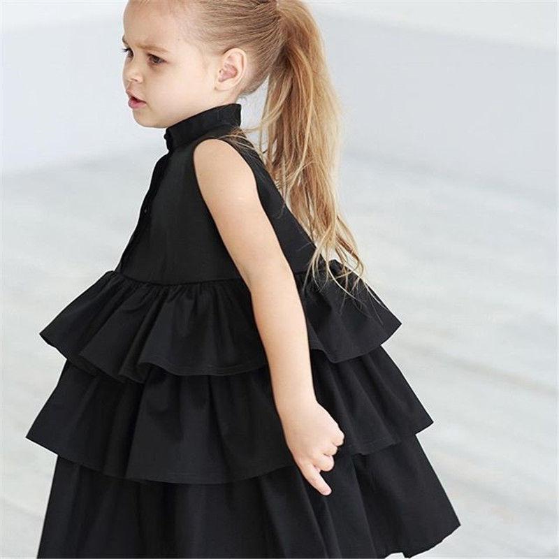 Fashion Simple Solid Color Sleeveless Small And Medium Girl Dress - KuzuSHOP